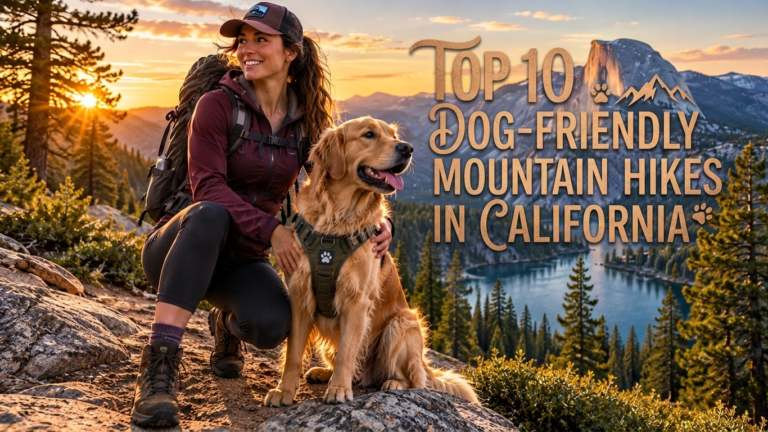 Alex hiking on one of the top dog friendly trails California offers