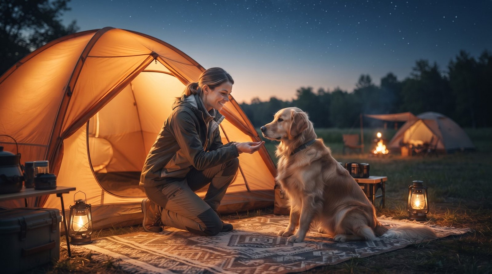 stopping dog barking at campsite in tent setup